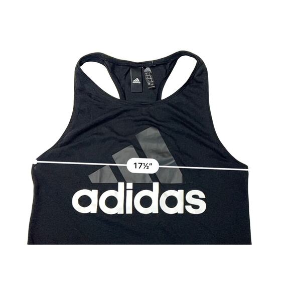 Adidas Linear Logo ClimaLite Racerback Tank Top MEDIUM Black Sportswear Casual - Picture 2 of 9
